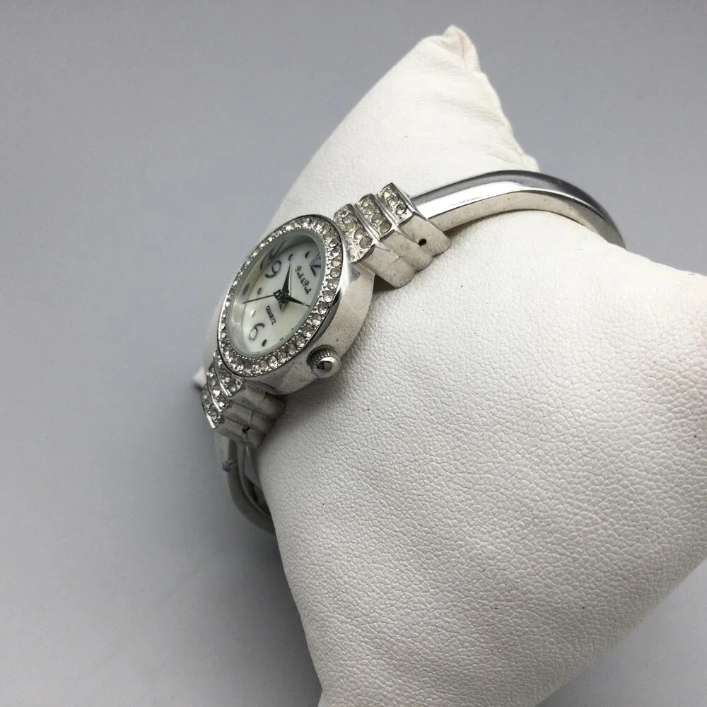 Peck & Peck Womens Watch 23mm White Dial Silver Tone Crystal Bangle New Battery